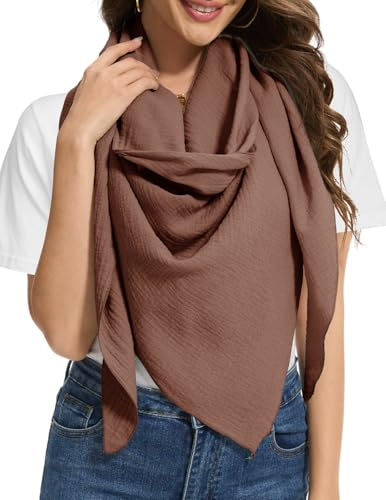 Bbonlinedress Schal Damen Baumwolltuch Halstuch elegant Dreieckstuch Multifunktionstuch Shawl Musselintuch 200 * 140 * 140cm Brown