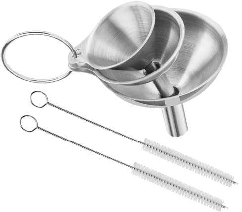 FUNOMOCYA 1 set Imbuti Acciaio Inossidabile con per Pulizia Imbuti Bocca Larga per Trasferimento Liquidi e Ingredienti Cucina per Olio Vino e