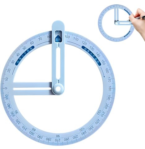 Protractor 360 Degree Geometry Teaching Tool, 360 Degree Protractor, Circle Measuring Ruler with Angle Position Pin for Accurate Angle Drawing, Math Class, DIY Projects Use