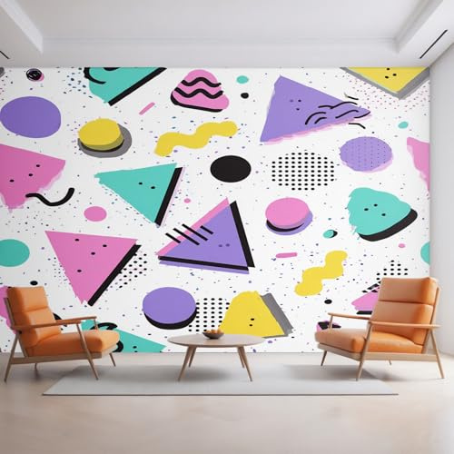 Generisch Tapete Abstrakt Geometrie, Fototapete 80er 90er Modern, Vliestapete für Schlafzimmer Wohnzimmer, Wand Deko Tapeten, Wandverkleidung 150x105 cm D&O72