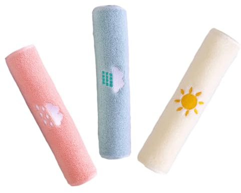Veemoon 3 pièces Lot de Serviettes Garçon Fille Coton Éponges Douces Visage et Mains Absorbantes et Confortables pour Garçons et Filles