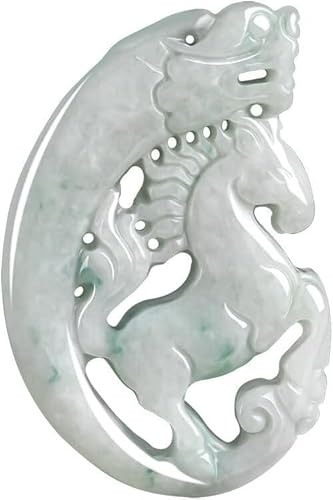 TTDGYYXW Bonne Chance, Pendentif en Jade, Collier avec Pendentif Porte-Bonheur en Jade Dragon et Cheval, Vert élégant avec Le symbolisme du Nouvel an Chinois Ancien, Cadeau prospère idéal pour la