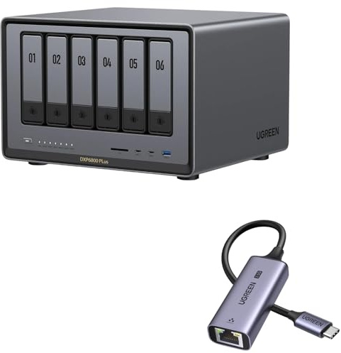 UGREEN NASync DXP6800 Pro 6-Bay NAS mit 2.5G USB C LAN Adapter(Diskless)