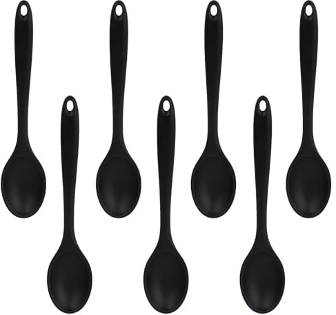 7 Pièces Cuillères en Silicone Colorées, Antiadhésive Cuillère en Silicone,Cuillère Silicones Résistante,cuillères à mélanger,ustensiles de cuisine, pour Cuisine, Pâtisserie