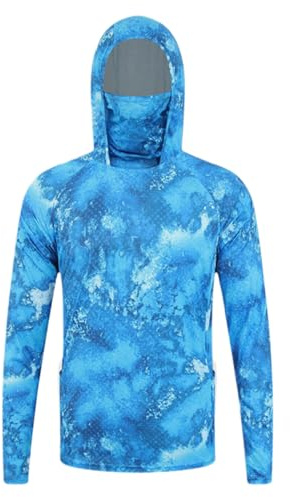 Sudadera con capucha para hombre, protección solar, protección UV, chaqueta de camuflaje, resistente al agua, camiseta de manga larga con máscara y agujero para el pulgar, verano, secado rápido