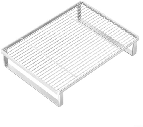 Valixirant Grille de four à micro-ondes 40 x 30 x 7,5 cm, support de cuisinière et cuisinière à induction, étagère noire pour comptoir peu encombrante (blanc)