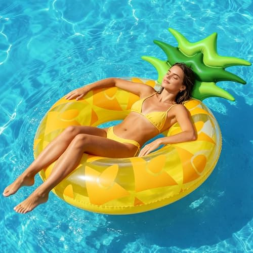 Aufblasbarer Ananas, yisight Schwimmring Ananas, Schwimmreifen Erwachsene, schwimmtiere für den Pool, Schwimmreifen Aufblasbar, Schwimmen im Sommer, Strand, Pool Spielzeug