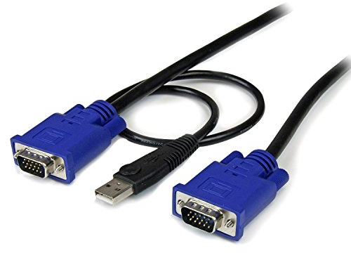 StarTech.com Cable KVM de 1.8 m Ultra Delgado Todo en Uno VGA USB HD15, Color Negro