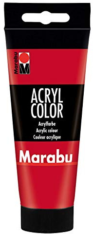 Marabu 12010050031 - Acryl Color kirschrot 100 ml, cremige Acrylfarbe auf Wasserbasis, schnell trocknend, lichtecht, wasserfest, zum Auftragen mit Pinsel und Schwamm auf Leinwand, Papier und Holz