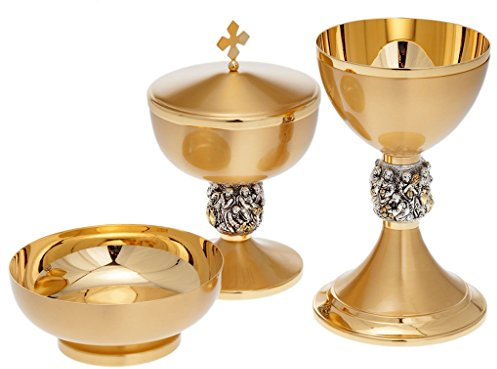 Holyart Patena, cáliz y copón Nudo Milagros latón, CopónDiámetro píxide: 12 cm|Altura cáliz: 19.5 cm