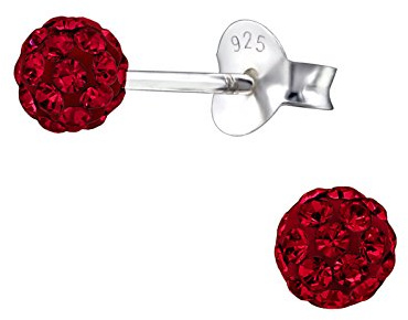 Bungsa Discokugel Ohrstecker .925 ECHTSILBER ROT 3mm Ferido Shamballa Damen