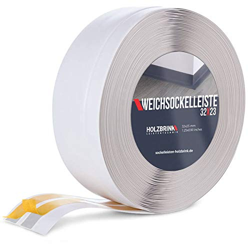 HOLZBRINK Plinthe souple autoadhésive 32x23mm, 5 m | Plinthe PVC pour finition plan de travail, meubles cuisine | Lame PVC adhesive | Couleur : gris cendré