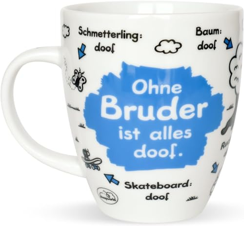 Sheepworld Tasse mit Spruch Ohne Bruder ist alles doof | Porzellan, 45 cl, Kaffeetasse, Teetasse | Geschenk, Geburtstagsgeschenk | 45140