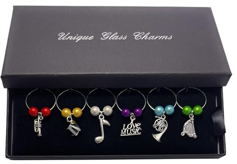 Libby's Market Place Musical Wine Glass Charms with Gift Box