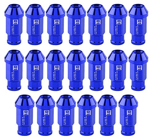 KIMISS Aluminium Autoreifenschraube, 20Pcs Radmuttern sichern Racing Radmutter M12X1.5(Blau)