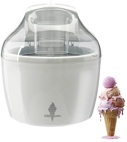 Sensio Home Ice Cream Maker Machine - Gelato Sorbet Frozen Yoghurt in 20 Minutes - Detachable Mixing Paddle - Easy to Operate – Voted Winner Independent Best Buy (White)