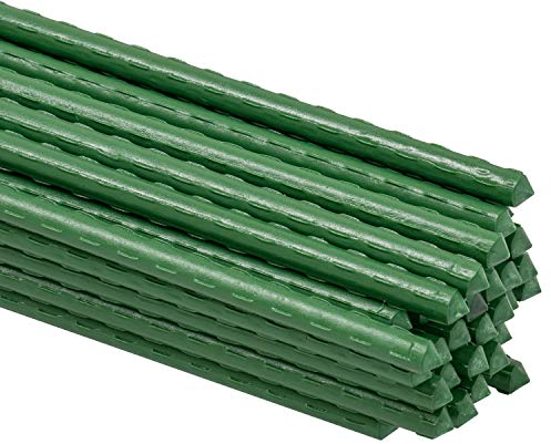 Woodside Green Garden Plant Stakes, Coated Steel Shrub/Vine Support Spikes, Pack of 50, 11mm x 90cm