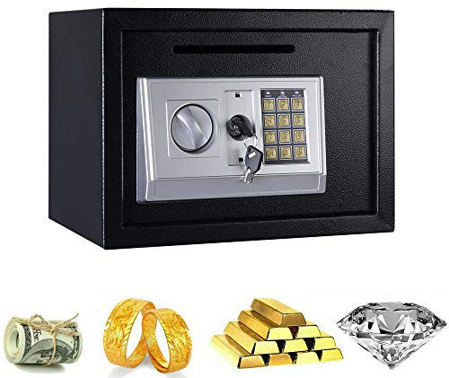 16L Safe Box, Drop Box Electronic Digital Security Safe with Keypad and Key, Fireproof and Waterproof WallSafes for Home & Office Protect Cash, Money, Jewelry, 35 * 25 * 25cm(Black)
