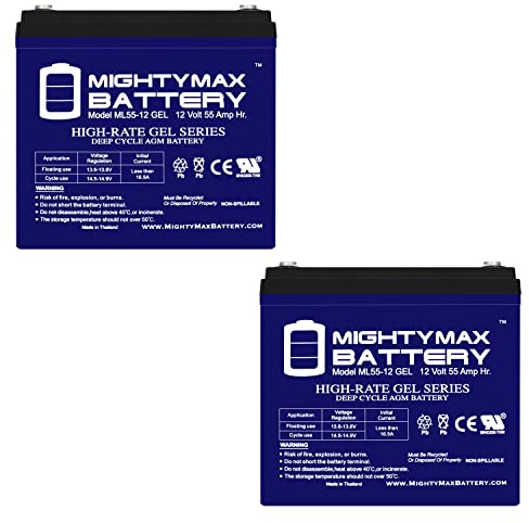 Mighty Max Battery 12V 55AH Gel Battery Replaces Pride Mobility Jazzy Elite HD - 2 Pack