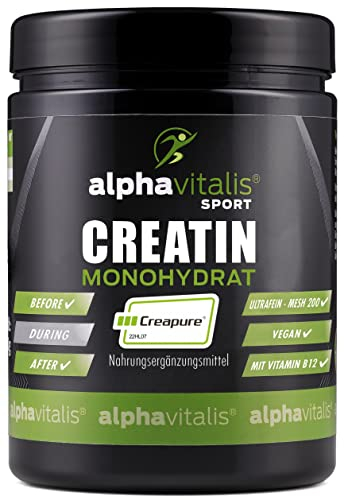 Creapure Creatin Monohydrat 500g (Meshfaktor 200) - mikrofeiner Premiumrohstoff aus Deutschland - vegan & super löslich - ideal dosiertes Kreatin Pulver mit B12