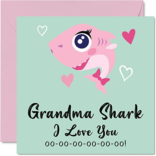Stuff4 Geburtstagskarten für Oma, Grandma Hai | Oma Muttertagskarte von Enkelin Enkel, alles Gute zum Geburtstag Oma von Kleinkind Baby