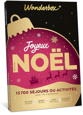 WONDERBOX - Joyeux Noël Passion - Coffret Cadeau - Idée Cadeau Multi Activités | 1 activité au choix - Plus de 13700 expériences - Séjour magique, repas de chef, soin prestigieux ou évasion sportive