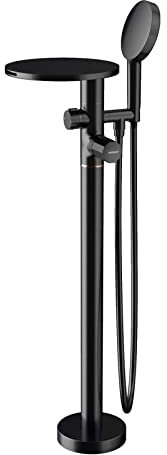 Wannenarmatur, Freistehende Armatur Badewanne Wasserhahn, Messing Mischbatterie Badewanne, Wasserfall-Badewannenarmatur Mit Handbrause, Standarmatur Armaturen, Wasserhahn Badewanne,Schwarz