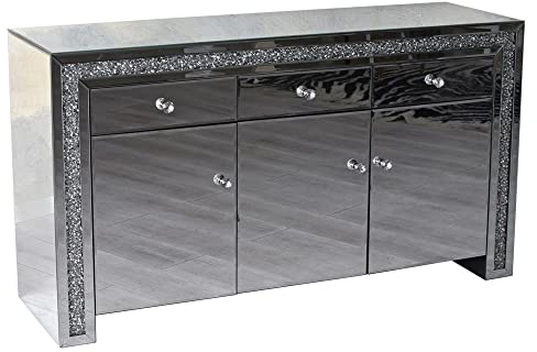 Spiegel Kommode verspiegelt Luxus Sideboard 144 cm Crash Kristall Schrank vic521 Palazzo Exklusiv