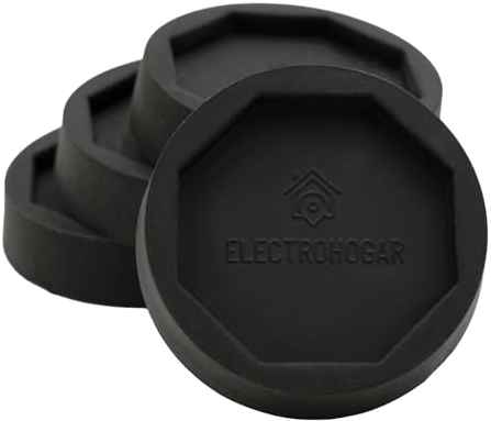 ELECTROHOGAR Amortiguador Lavadora Universal Antivibración | Almohadillas Compatibles Con Bosch, Balay, Siemens, AEG, Electrolux Y Más | Protección Del Suelo | Base Antideslizante (Negro)