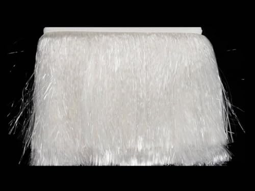 YYCRAFT Lametta-Fransenbordüre, 20,3 cm breit, Lametta-Girlande, Tanzkostüm, Fransenbesatz, glänzender Folieneffekt, Party-Dekoration (4,5 m, solides Weiß), reines Weiß, 8 Inch