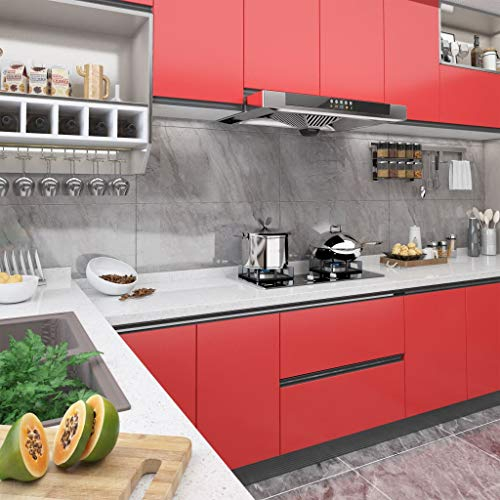 LAPOOH Selbstklebende Möbelfolie Rot 500 x 90 cm PVC, Klebefolie Möbel, Folie Für Möbel, Selbstklebende Folie, Klebefolie Küche, Folie Küchenschränke, Schrankfolie