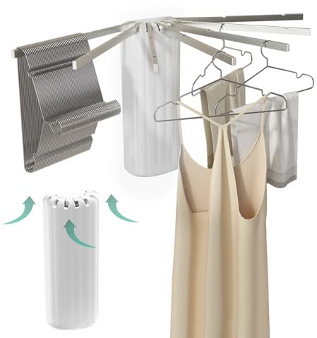 GDWD Wäscheständer Wandmontage, Wand Klappbar Wäschetrockner, Wandtrockner Platzsparend, Faltbar Kleiderständer Kleiderstange Handtuchhalter für Balkon, Wäsche, Badezimmer, Schlafzimmer