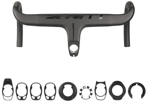 Rennrad-Lenker Ultraleichtes Carbon 1-1/8 Zoll (28,6mm) X400mm Drop-Lenker Integrierte Gebogene Stange Mit 80/90/100/110/120mm Vorbau Rennrad-Aero-Lenker Innenverkabelung Lenker (Color : Black, Size
