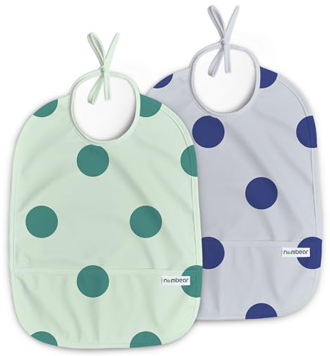 Nombear Wasserdichtes Lätzchen für Baby 6-12 Monate, 2 Packungen - Beikost Baby Zubehör, Babylätzchen für BLW