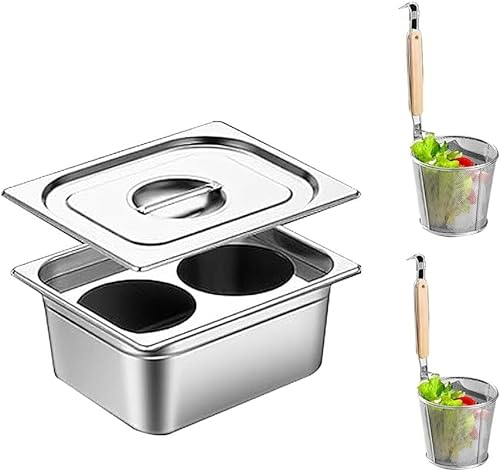 Kommerzieller Nudelkessel, 2 Löcher, Edelstahl, Nudeltopf mit Siebeinsatz, Nudelkocher-Einsatz-Set, Heimküche, Dampfgarer, Suppentopf, Nudelkochen, Kochgeschirr, Nudelkocher