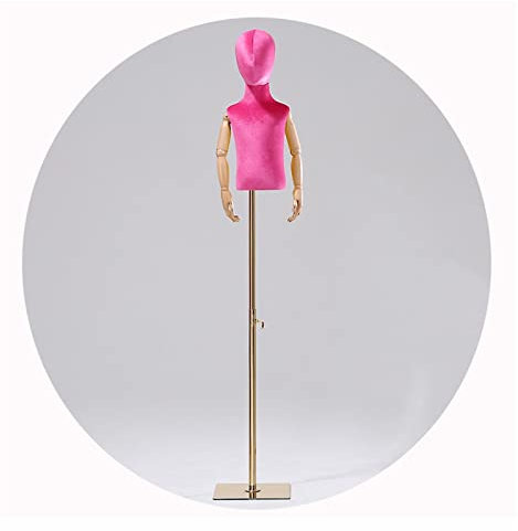 CCYENG Schaufensterpuppen-Torso, höhenverstellbares Ausstellungsregal für Kinderbekleidungsgeschäfte, Schaufensterpuppen-Arm aus Massivholz, goldene quadratische Basis