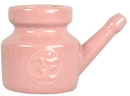 Koawensa Neti Pot Nasenreinigungstopf aus Keramik, auslaufsicher, für Nasenspülung, Nasenwäsche, für Männer und Frauen, 350 ml, Rosa