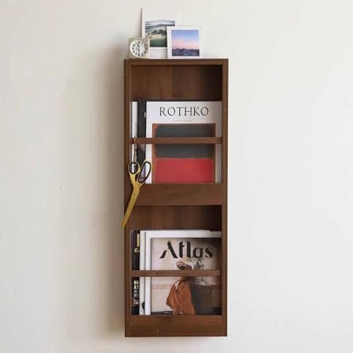Prospektständer Zeitschriftenständer zur Wandmontage Holz, Freistehender Prospektständer, Briefaufbewahrungsständer für Bücherkataloge, Prospektorganizer für Die Leseecke(Color:Brown,Size:76cm (30))