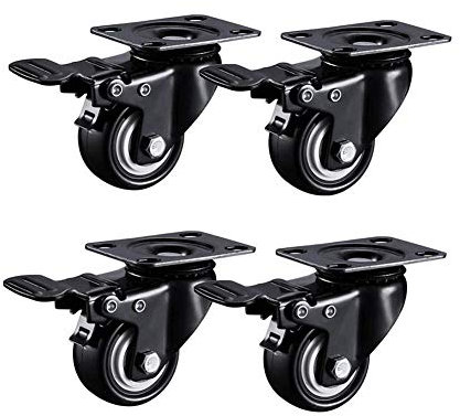 MUCSAH Roulettes À Plaques Roulettes 4X Heavy Duty 2 Pouces Roulettes de Transport Industriel Roulettes de Pied Avec Plaque de Fixation de Frein Universel Rotatif Chariot Silencieux Plancher de Bois F