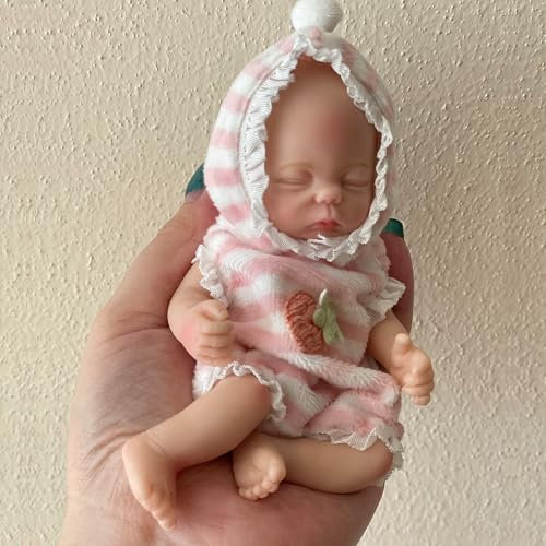 Aniiyy 6 Inch Full Silicone Babies,Solid Silicone Mini Baby Dolls Girl,Cute Sleeping Tiny Babies