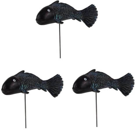 BESPORTBLE Lot De 3 Piquets en Résine pour Poissons Style Rustique Décoration De Jardin Extérieur Art Décoratif