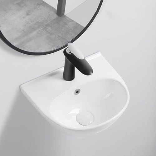 BRCYKRWY Handwaschbecken Klein Gäste Wc Mini Hänge-Waschbecken,Hängewaschbecken, Dreieckiges Wandwaschbecken, Eckwaschbecken-Set,Mit Heißem Und Kaltem Wasserhahn-Abfluss Waschtisch Gäste WC