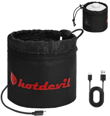 Hotdevil Isobutane fuel canister storage bag Suitable for 100g fuel tanks Electrically heated Type-C 5V 2A Temperature rise up to 50°C and constant temperature for Outdoor Camping Cooking Hiking BBQ