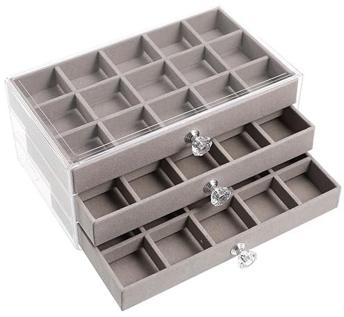 Holibanna Schmuckaufbewahrungskasten Mit Fächern Schmuckbox Organizer Für Ringe Ohrringe Halsketten Und Armbänder Mit Samtigem Innenfutter Für Ordentliche Desktop-aufbewahrung