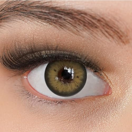 Kontaktlinsen farbig ohne Stärke braun | farbige braune Jahreslinsen | weiche Linsen | 2 Stück Farblinsen + Linsenbehälter | 0.0 Dioptrien | natürliche Farben | Charmiga Luxury Brown
