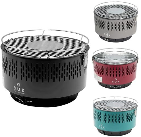SOUK ONE Barbecue da tavolo con ventilazione attiva, barbecue a carbonella con ventola, barbecue da campeggio per esterni (nero)
