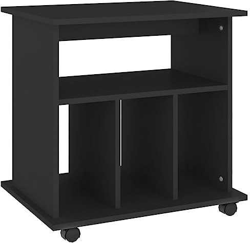 HETFTJN Mobile Dispensa Armadio Basso da Esterno Armadio Officina Credenza Cucina Alta - Mobiletto con Ruote Nero 60x45x60 cm in Legno Multistrato per Sala Studio Cucina Camera Di Servizio