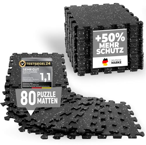 NEOLYMP Bodenschutzmatte Fitness 10 x 8 Matten, extra Dicke und robuste Gummimatte Fitnessboden - Puzzlematte Boden, Gymnastikmatte, Sportmatte, Fitnessmatte