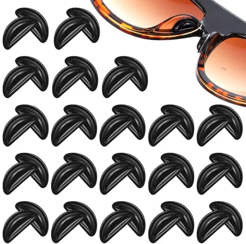 MBAIYO 20 Paare Silikon Brillen Nasenpads, Selbstklebend Anti Rutsch Brillenpads Weiche Brillen Pad mit Airbag 3 mm Schwarz Brillen Nasengriffe für Sonnenbrillen Lesebrillen Vollrahmen Brillen