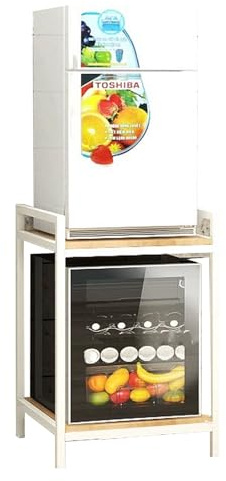 Elitix Organizer Mini Fridge Stand with Storage Shelves, Universal Mobile Base Fridge Stand And Refrigerator, Apartment Fridge Kitchen Appliance Platform(Style1)